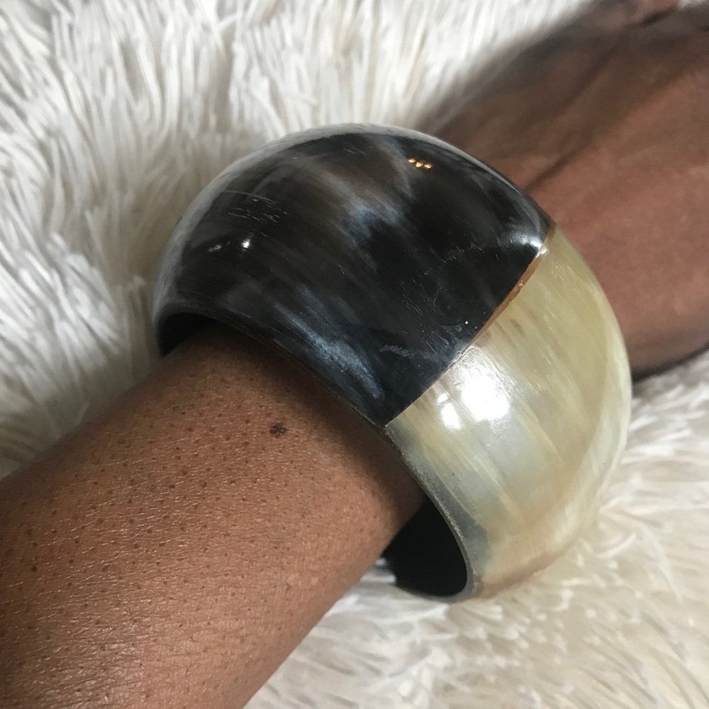 Boho Chic Natural Horn Chunky Bangle Bracelet Southwestern Cowgirl Eco Organic